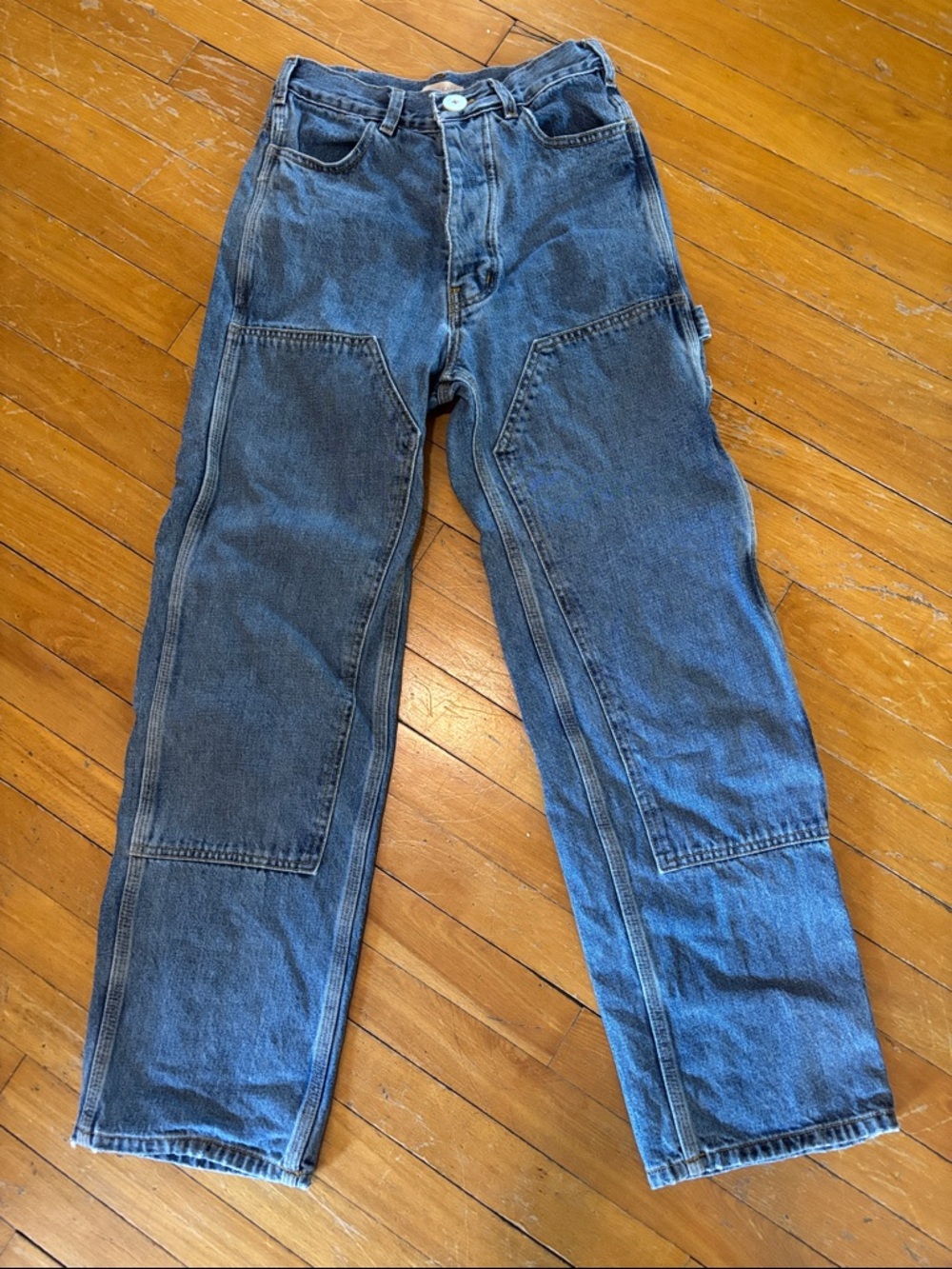 Jesse Kamm Wide Leg Patchwork Jeans in Medium Blue - Picture 2 of 10